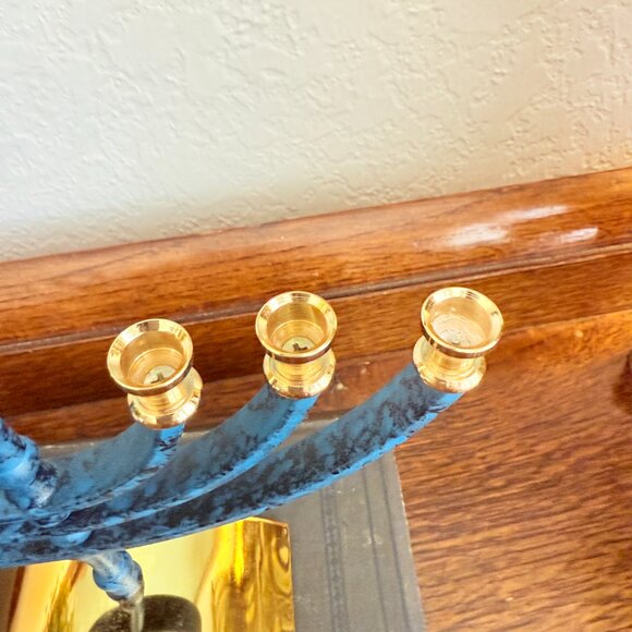 VINTAGE 7 BRANCH MENORAH BY KARSHI - MADE IN JERUSALEM, ISRAEL - Picture 8 of 15